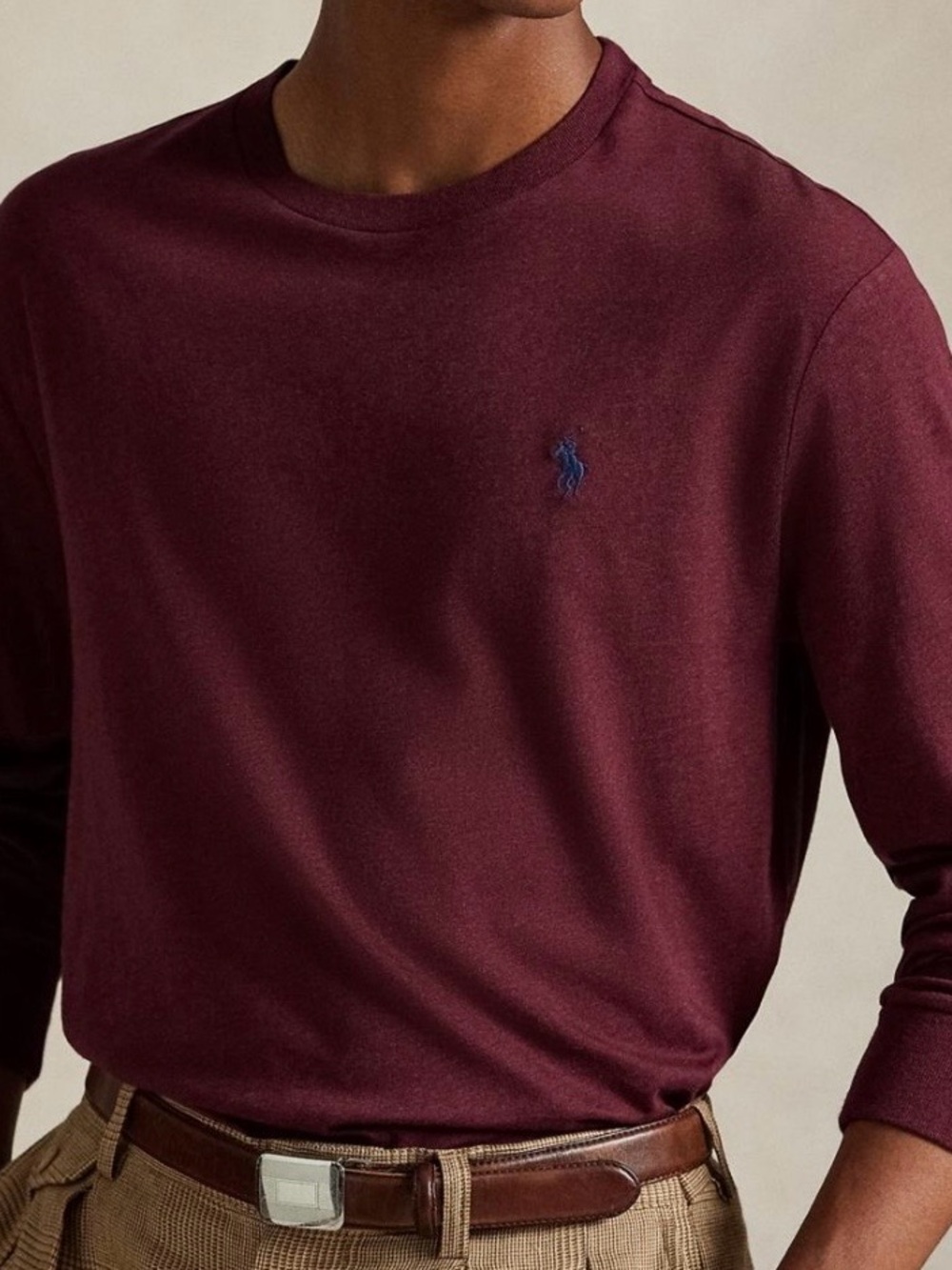 Polo Ralph Lauren Men’s Long-Sleeve Crewneck Shirt - Burgundy